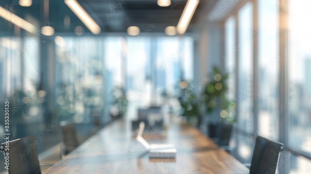 blurred background of a modern office interior in gray tones with panoramic windows blurred background of a modern office interior in gray tones with panoramic windows