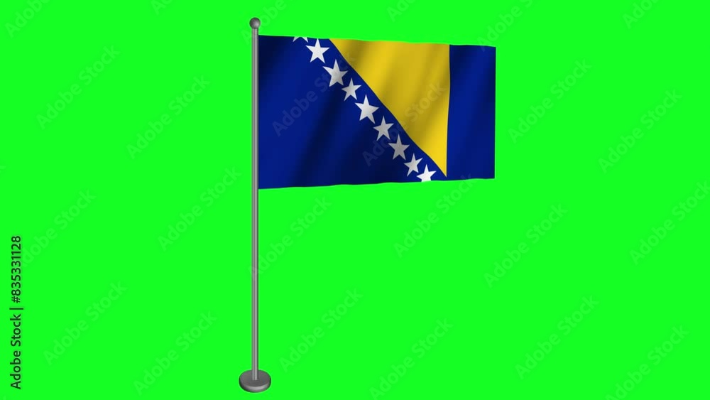 Spectacular 3D Animation Bosnia and Herzegovina Flag Waving in 4K