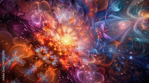 Dynamic bursts of color harmonizing with a canvas of elaborate and mesmerizing designs  forming a captivating photograph.