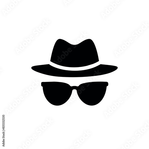 a man face with hat and sunglass vector silhouette