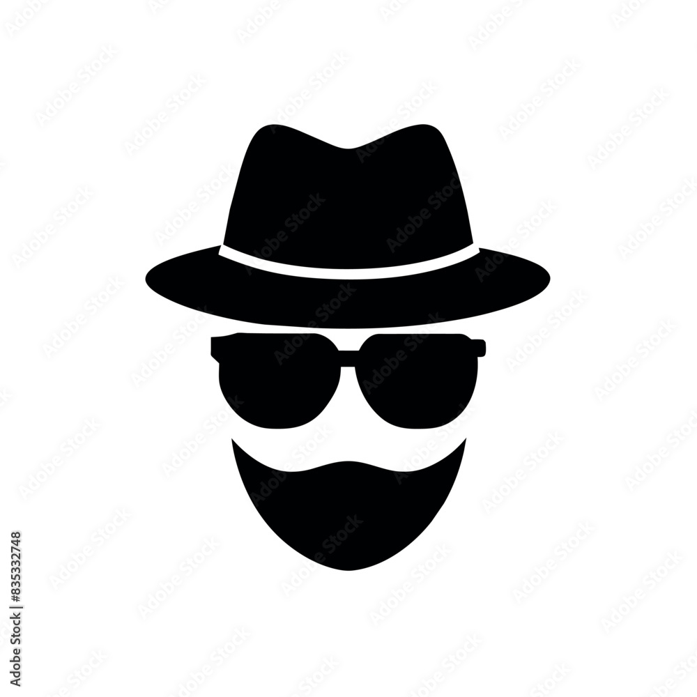 a man face with hat and sunglass vector silhouette a man face with hat and sunglass vector silhouette