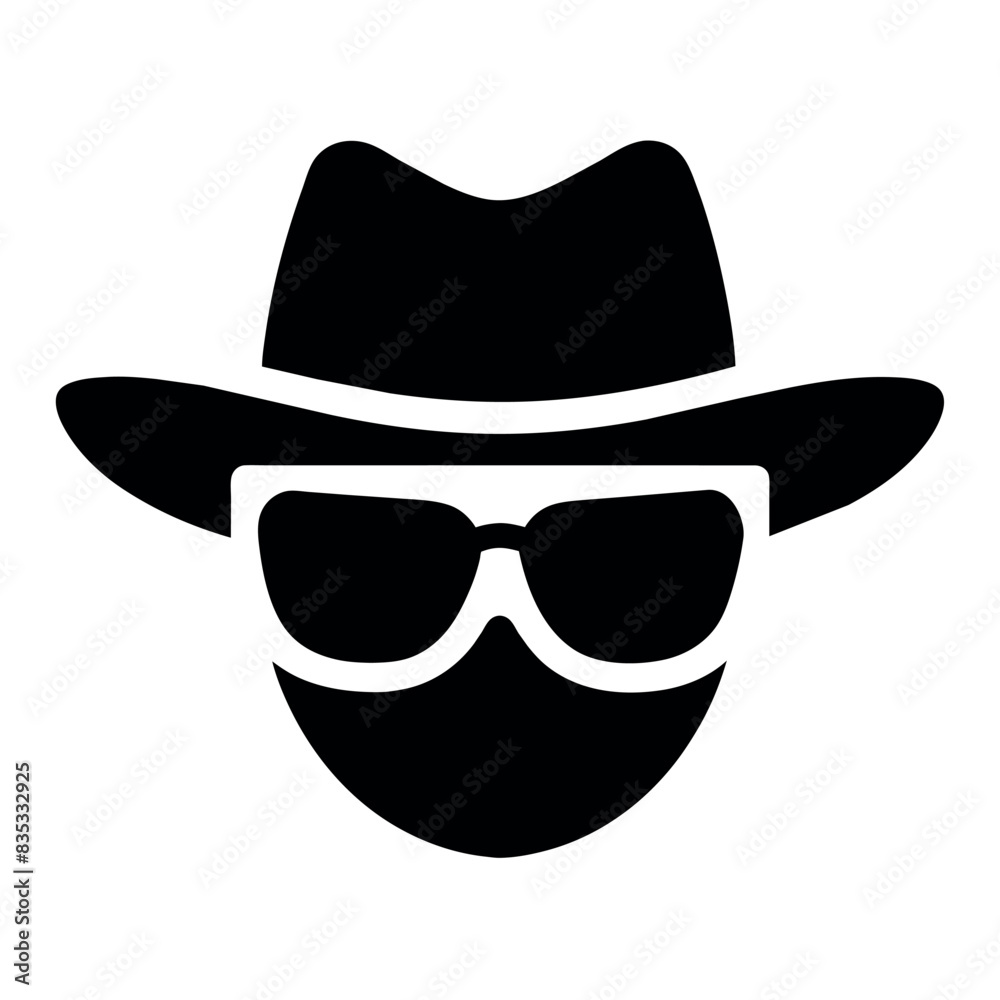 a man face with hat and sunglass vector silhouette a man face with hat and sunglass vector silhouette