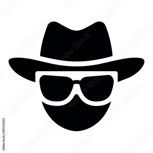 a man face with hat and sunglass vector silhouette