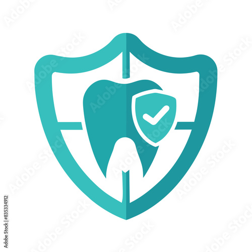 A strong Teeth logo vector art illustration, a Strong teeth with protection vector logo