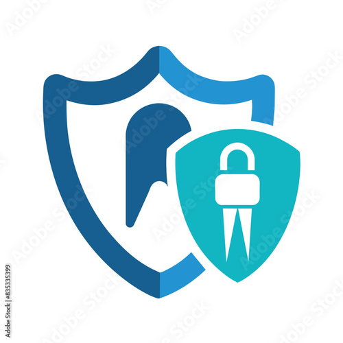 A strong Teeth logo vector art illustration, a Strong teeth with protection vector logo