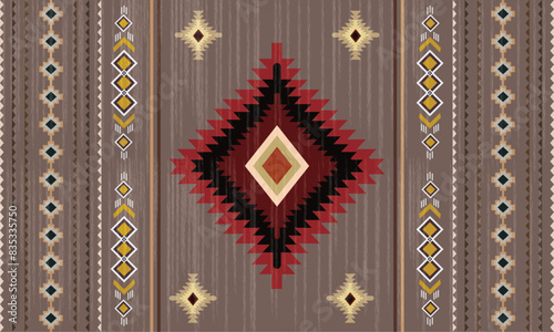 Navajo tribal vector seamless pattern. Native American ornament. Ethnic South Western decor style. Boho geometric ornament. Vector seamless pattern. Mexican blanket, rug. Woven carpet illustration