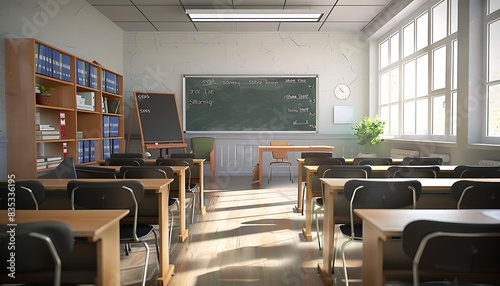 The interior of classroom  3D rendering  