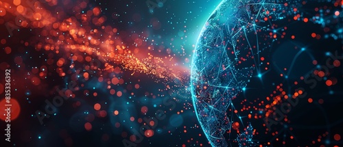 Fototapeta Naklejka Na Ścianę i Meble -  Modern Technology Concept : Digital data globe - abstract illustration of a scientific technology data network surrounding planet earth