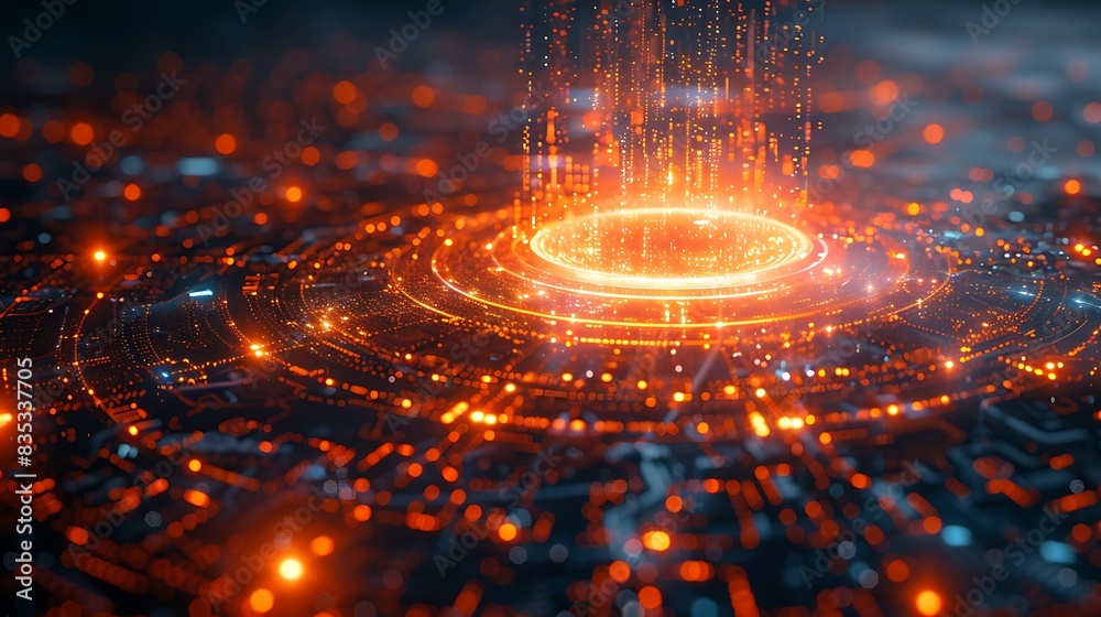 Network Nexus Point Visualization A digital illustration of Network Nexus, showing a glowing central hub ...