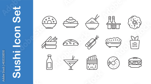 Sushi icon set with vector collections. 
