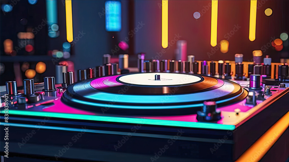 player mixer in high resolution. mixer in music studio with soft ambient lighting, DJ console, player mixer in high resolution. mixer in music studio with soft ambient lighting, DJ console,