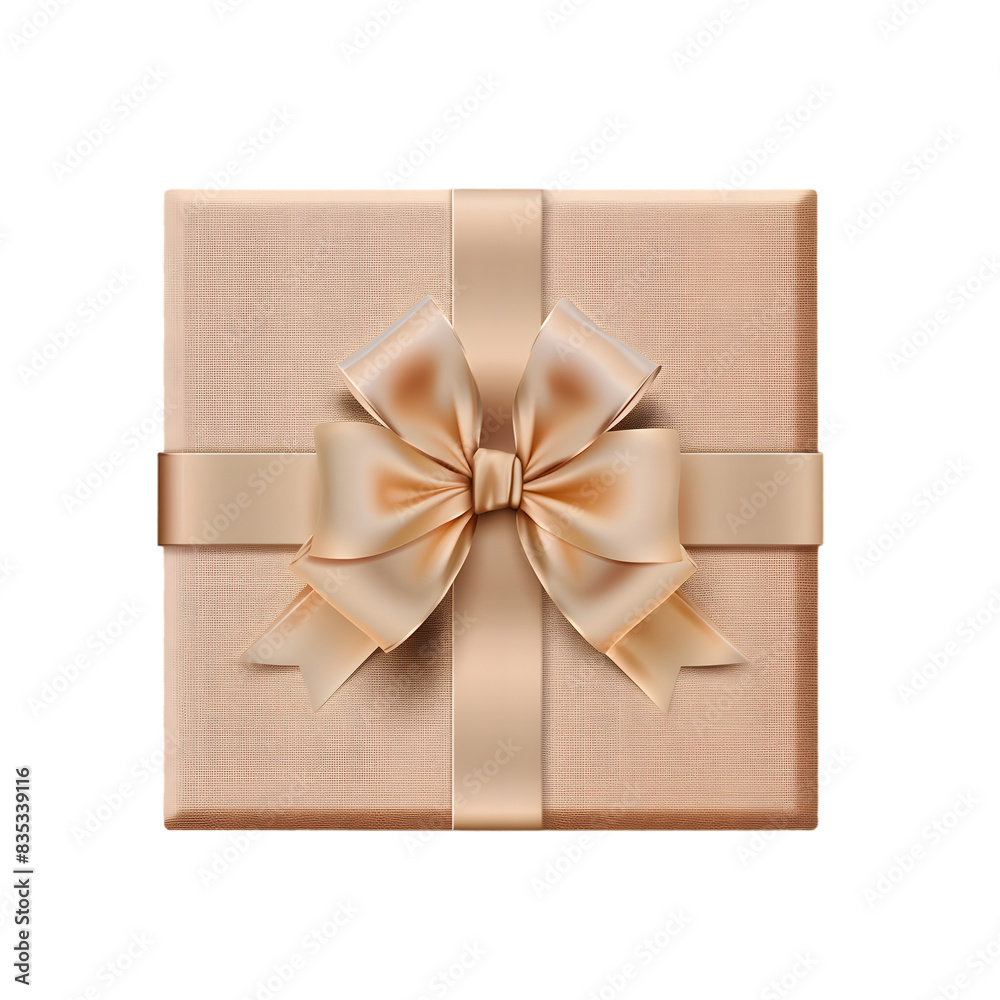 A beautifully wrapped gift box with a bow, isolated on a transparent background A beautifully wrapped gift box with a bow, isolated on a transparent background