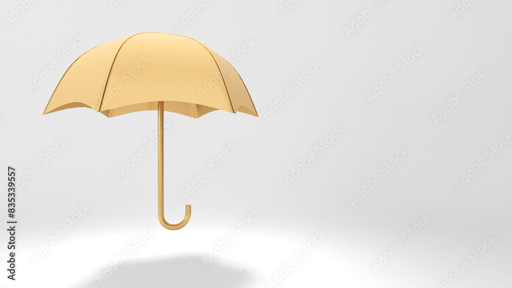 Yellow umbrella on white background ,Safety and Protection security. ,3d rendering