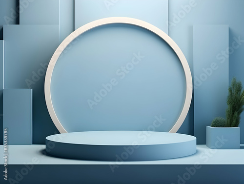 Minimalist podium for product, 3d white stage with product stand, podium for product presentation, 3D scene Background to display products