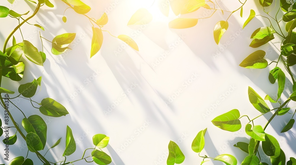 Lush Green Foliage Framing Glowing Sunlight Background with Copy Space Lush Green Foliage Framing Glowing Sunlight Background with Copy Space