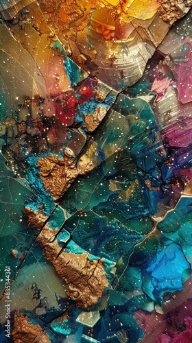 an abstract texture that looks like the surface of a gemstone  with a mix of colors and a brilliant  sparkling finish.