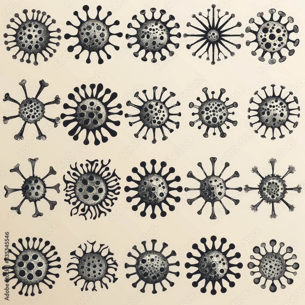Modern Stylized COVID-19 Virus Icons - Vector Art with Simple Design Modern Stylized COVID-19 Virus Icons - Vector Art with Simple Design