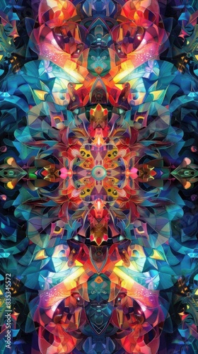an abstract background that feels like a digital kaleidoscope  with a mix of colors and patterns that shift and change.