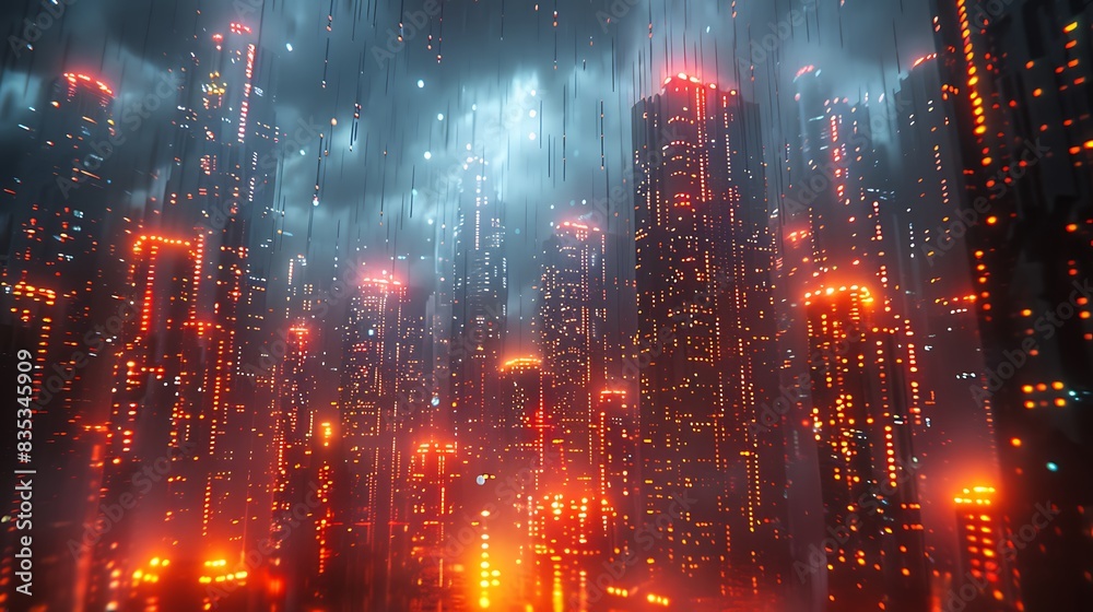 A high-tech illustration of the Circuit Storm, depicting a cityscape where buildings are made of stacked circuit boards and the storm is a chaotic network disruption. A high-tech illustration of the Circuit Storm, depicting a cityscape where buildings are made of stacked circuit boards and the storm is a chaotic network disruption.