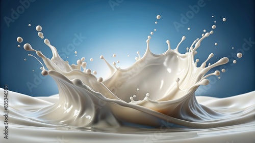 White milk wave splash with splatters and drops on background, milk, wave, splash, splatter, drop, liquid, dairy, white,fresh, clean, natural, food, drink, refreshment, isolated, motion