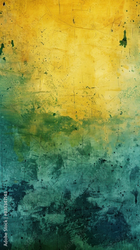 a world of vibrant contrasts with vivid yellows and calming greens in an abstract grunge texture background.