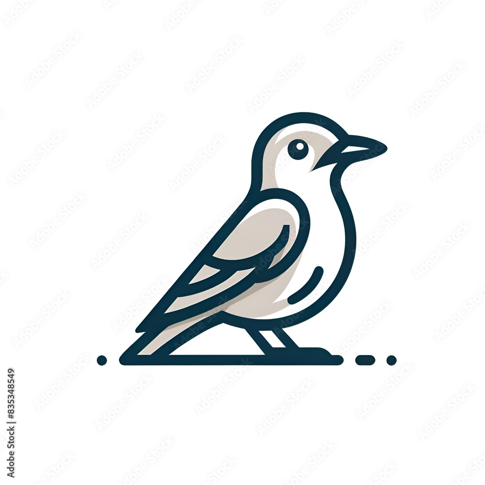 Fototapeta premium A clean and simple illustration of a bird in a minimalist style, isolated on white background