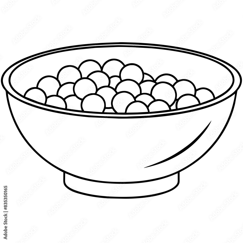 Vector illustration of a bowl filled with round objects Vector illustration of a bowl filled with round objects