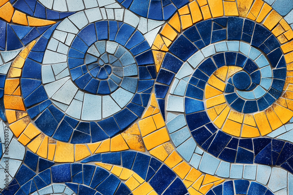 Fototapeta premium A paisley pattern, in the style of mosaic tiles, adds a geometric and textural element to the design. Broken glass effect