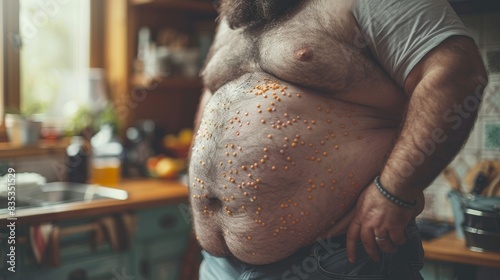 Fat cells are referred to as adipocytes in obese people as a medical body health issue photo