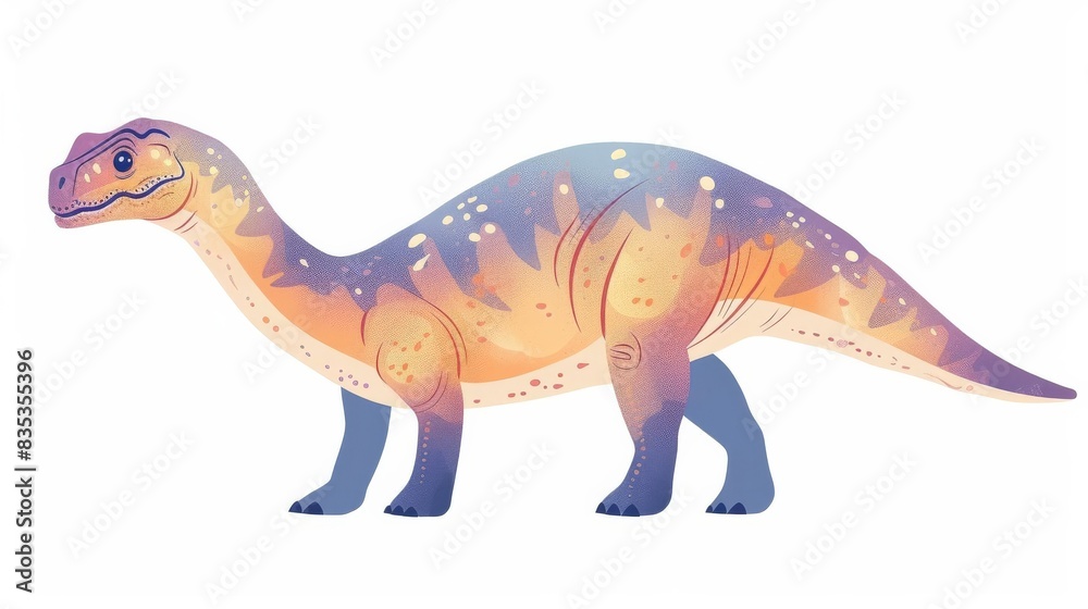 Naklejka premium Colorful Dinosaur with Gradient Pattern - Fantasy Illustration Against White Background