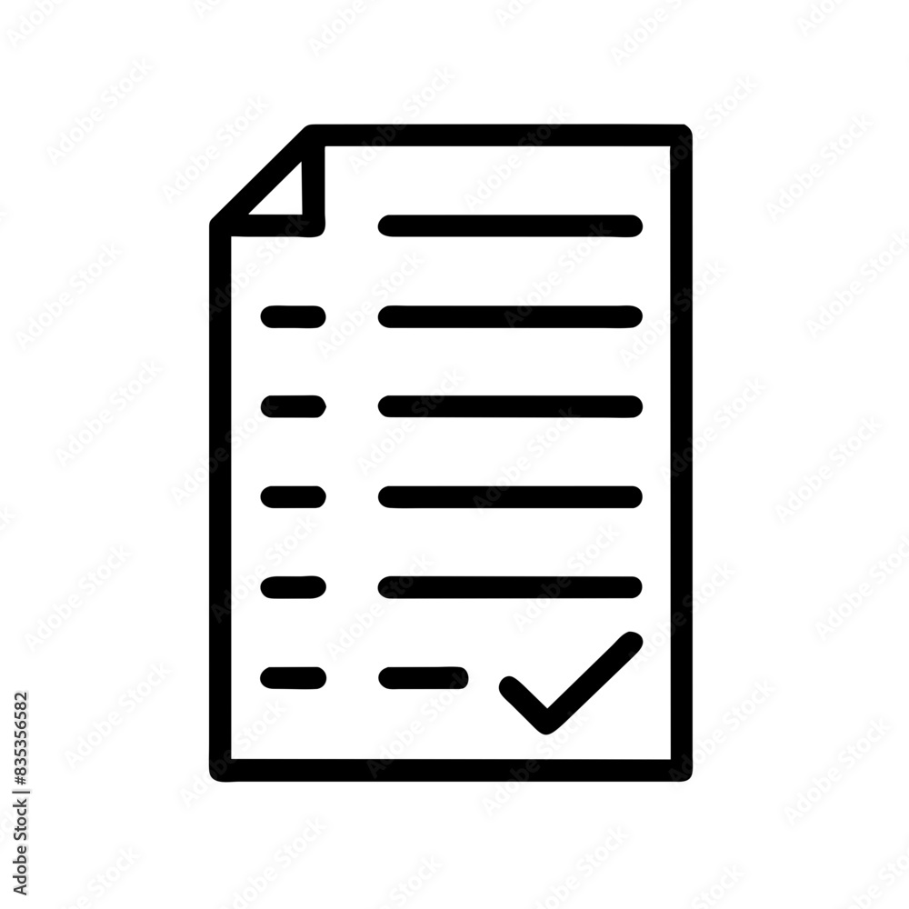 Document with Checklist Icon - Simple Black and White Vector Illustration Document with Checklist Icon - Simple Black and White Vector Illustration