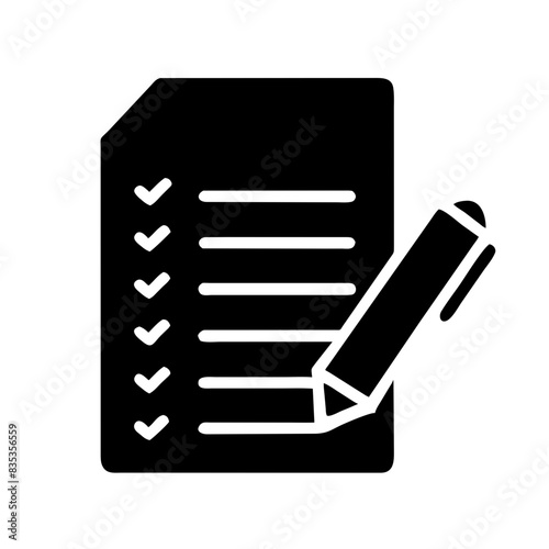 Checklist icon with pencil, vector illustration for document review or task completion
