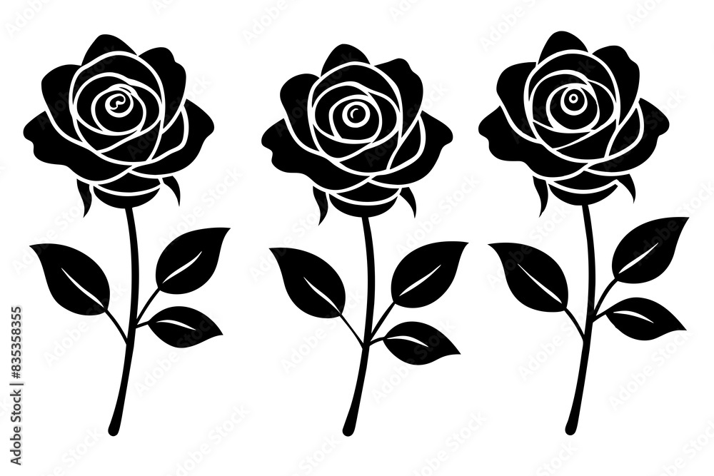 rose flower set silhouette vector illustration rose flower set silhouette vector illustration