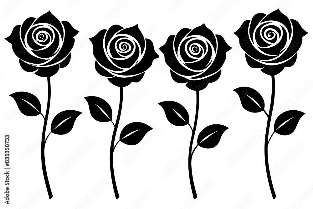 rose flower set silhouette vector illustration rose flower set silhouette vector illustration