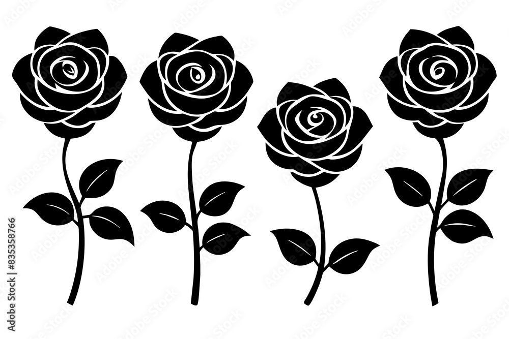 rose flower set silhouette vector illustration rose flower set silhouette vector illustration
