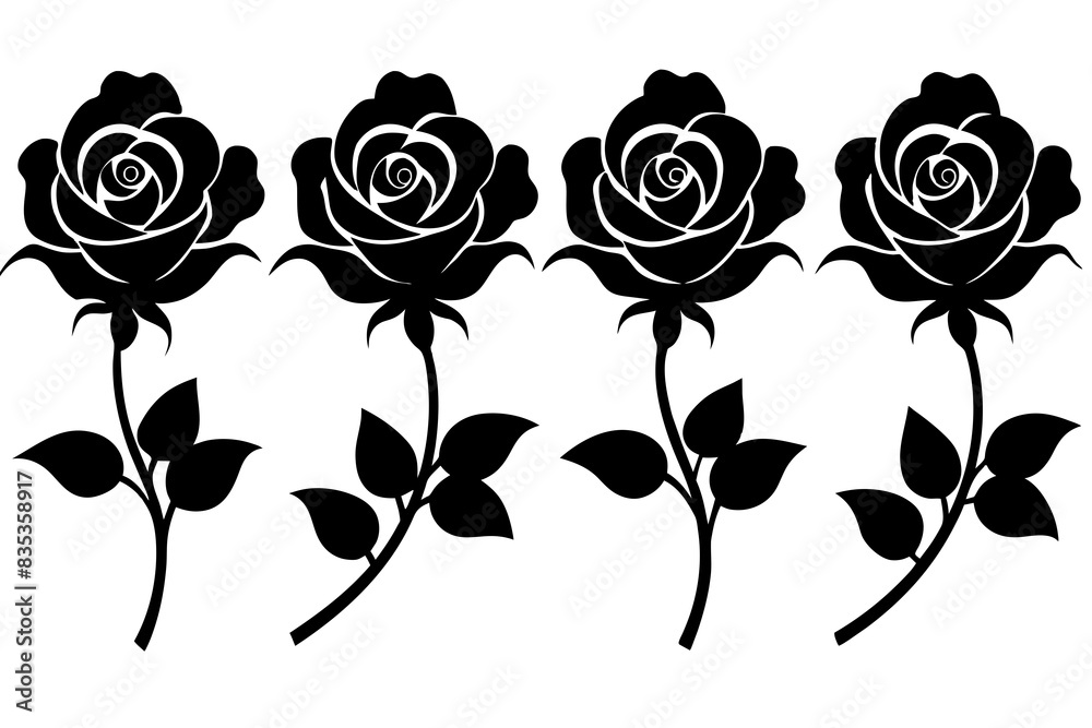 rose flower set silhouette vector illustration rose flower set silhouette vector illustration