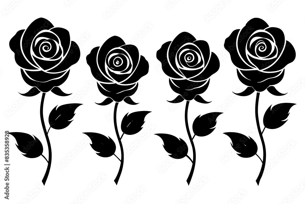 rose flower set silhouette vector illustration rose flower set silhouette vector illustration