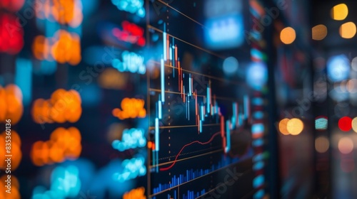 Wallpaper Mural A computer screen displaying electronic information with a backdrop of numerous lights, creating a dynamic and vibrant visual. Torontodigital.ca