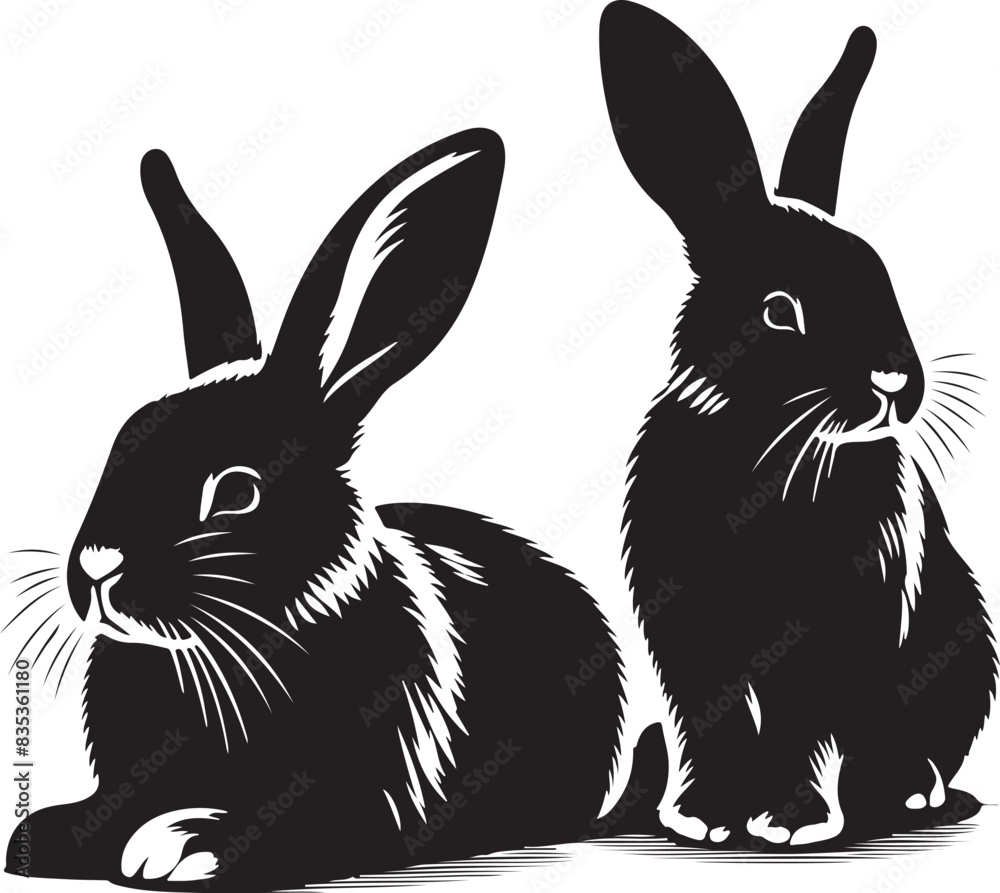 Obraz premium Rabbit vector, silhouette style and white background.