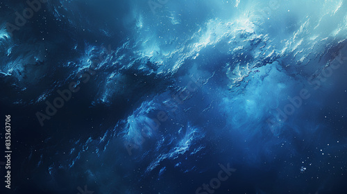  A dark blue ocean with deep, swirling waters, illuminated by the soft glow of moonlight. 