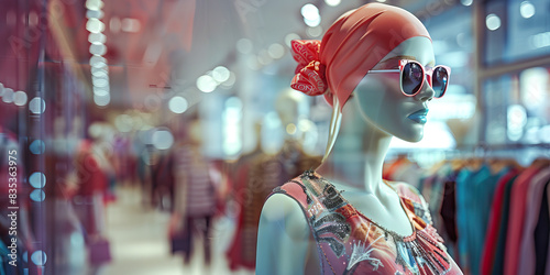 Fashion Forward: A trendy clothing store with mannequins showcasing the latest fashion trends and accessories. photo