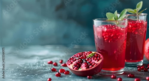 Savor a nutritious antioxidantpacked pomegranate juice for a refreshing summer drink. Concept Summer Drink, Pomegranate Juice, Antioxidant, Refreshing, Nutritious photo
