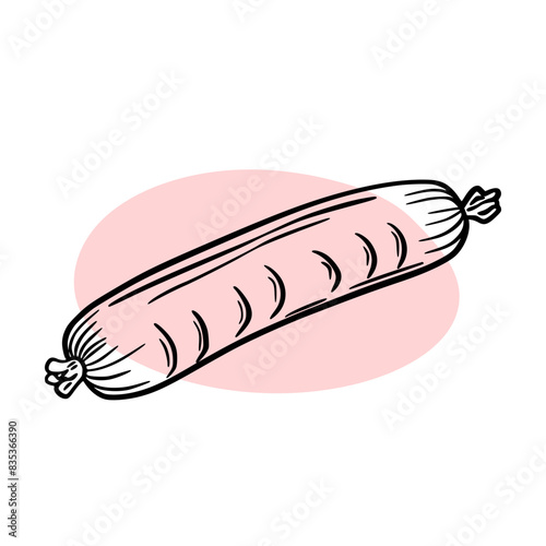 Sketch of meat products. Hand-drawn beef, lamb and pork steak extra or medium rare. Grilled sausages