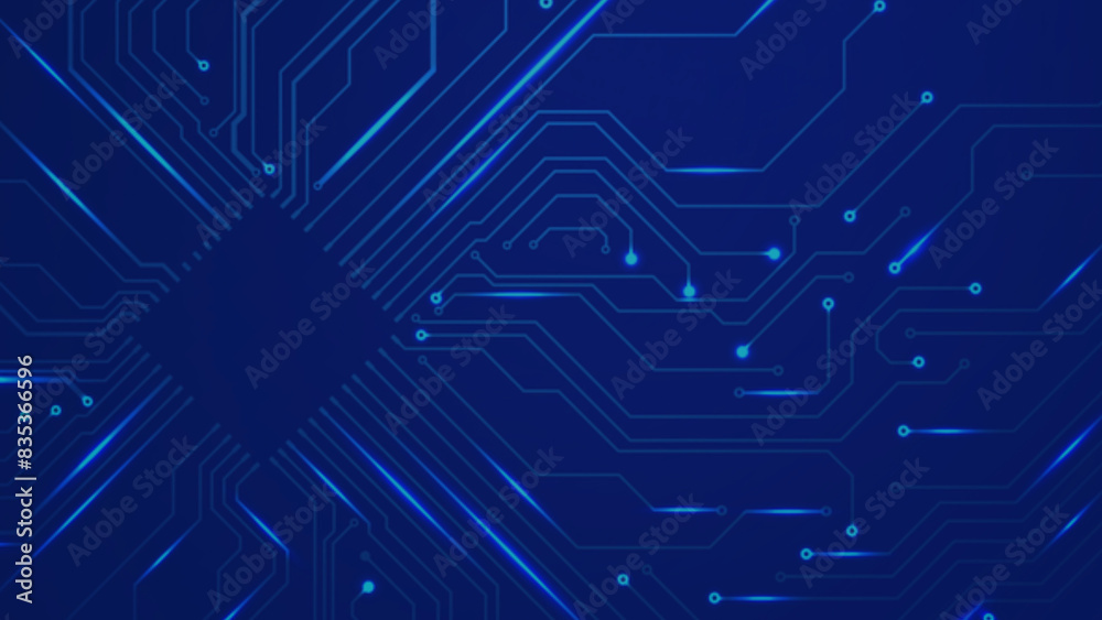 Abstract blue technology background with circuit board design.