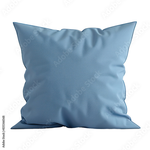 Blue square pillow with a smooth fabric texture, ideal for home decor, couch, and bed. Perfect for adding comfort and style to any space. transparent backgrounds