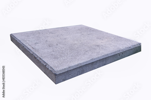 Reinforced concrete slab of square shape isolate on a white background close-up.