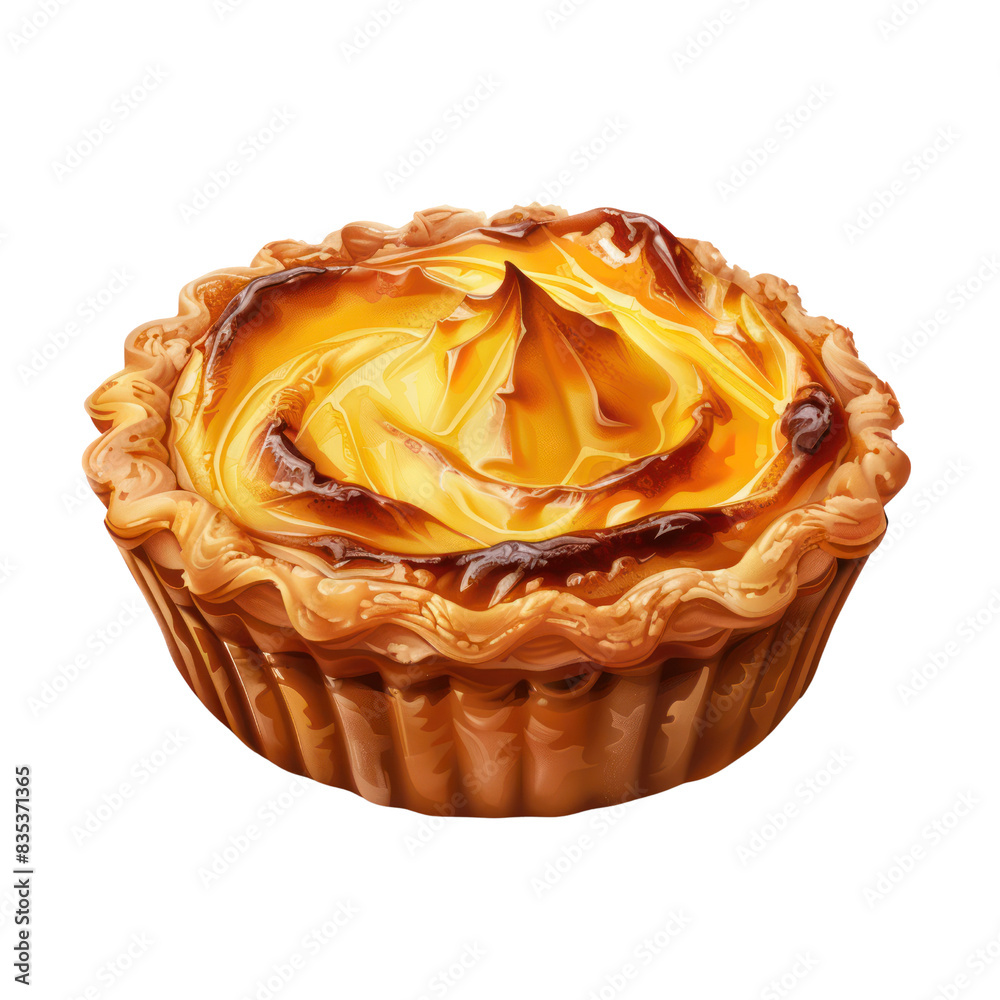 Delicious custard tart with flaky crust, perfect for dessert or snack, featuring a golden-brown top and creamy filling. transparent backgrounds Delicious custard tart with flaky crust, perfect for dessert or snack, featuring a golden-brown top and creamy filling. transparent backgrounds