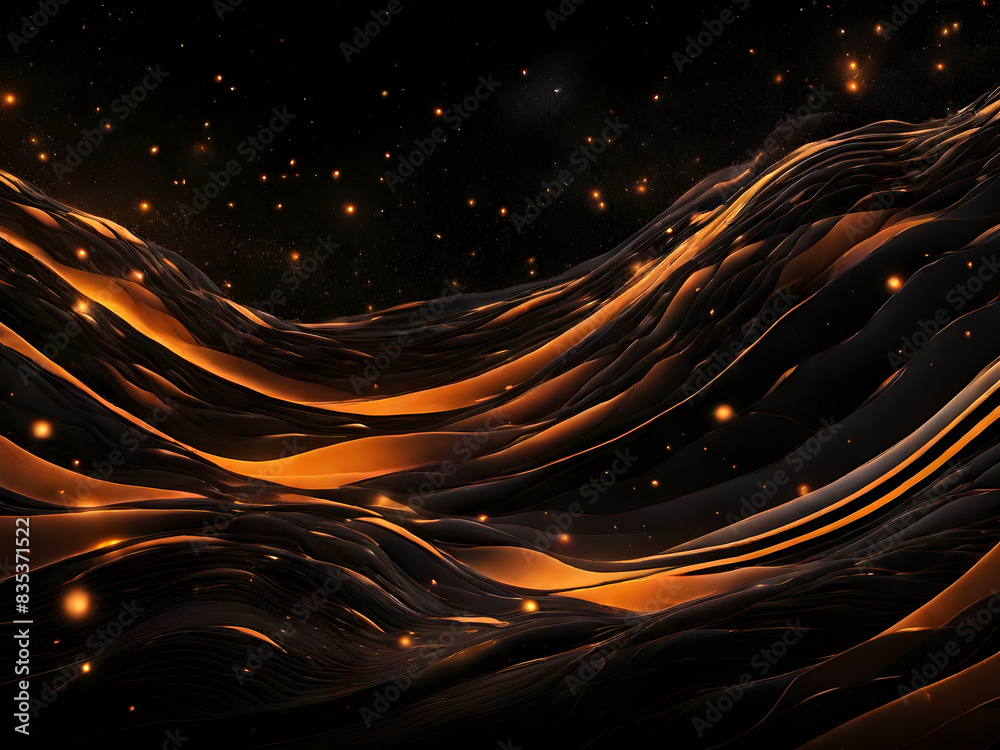 Obraz premium Cosmic abstract waves: Fiery glow of stars.