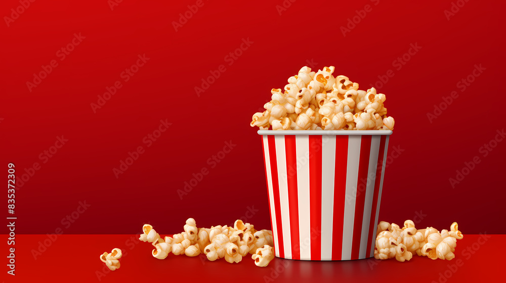 Striped bucket full of popcorn Striped bucket full of popcorn