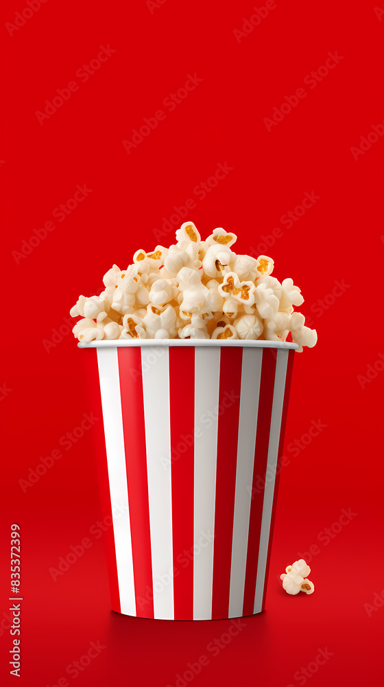 Striped bucket full of popcorn Striped bucket full of popcorn